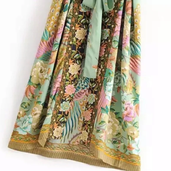 SOLD OUT Boho Peacock Feather Floral Kimono Duster Robe - Picture 8 of 9